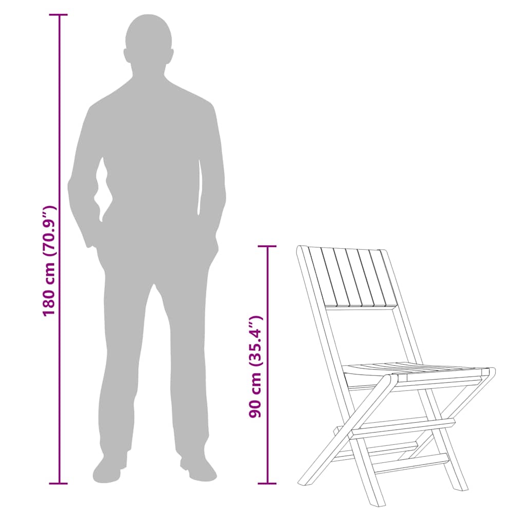Folding Garden Chair | Set of 8 | Teak | Solid teak wood | Standard