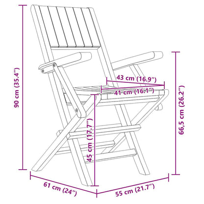 Folding Chairs 4 pcs 55x61x90 cm Solid Wood Teak
