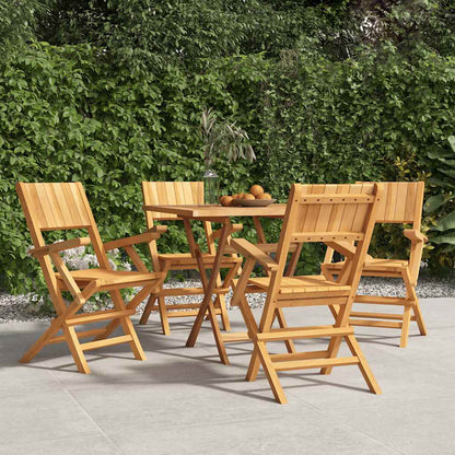 Folding Garden Chair | Set of 4 | Natural Teak | Solid teak wood