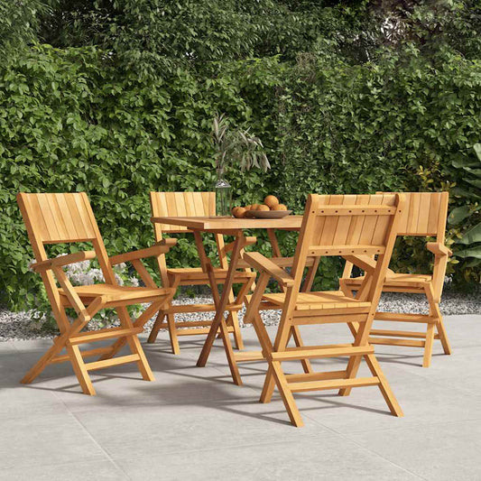 Folding Garden Chair | Set of 4 | Natural Teak | Solid teak wood