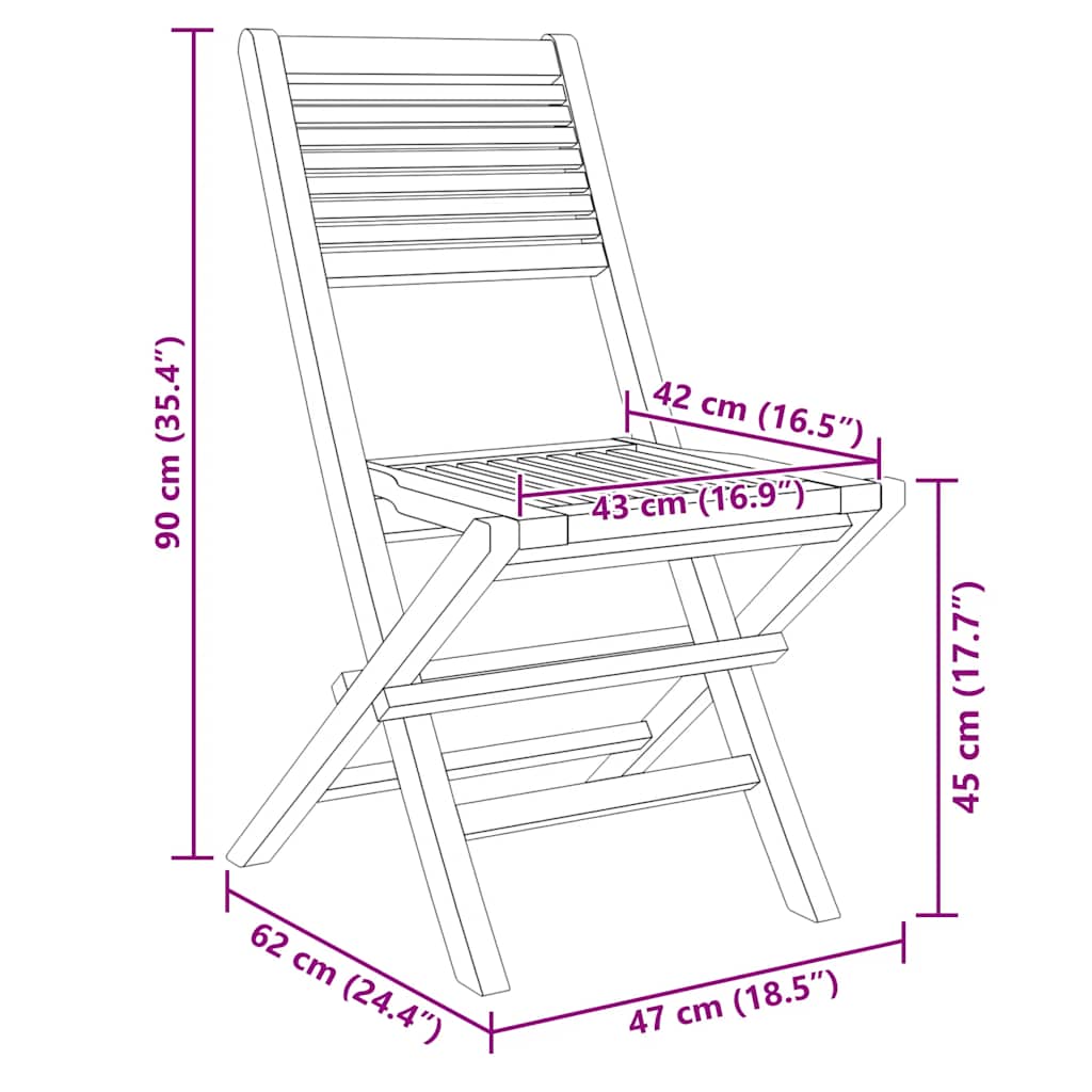 Folding Garden Chair | Set of 6 | Teak