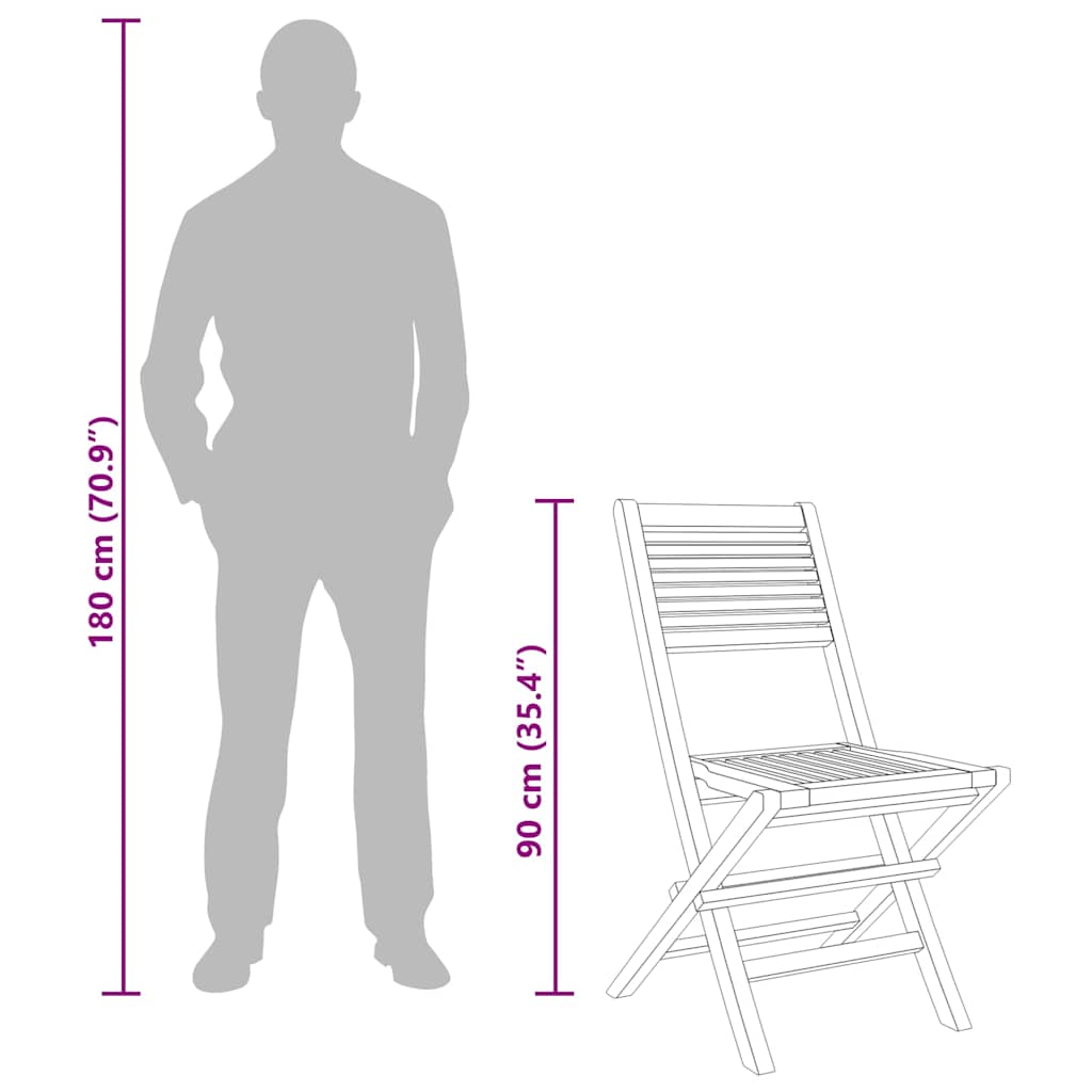 Folding Garden Chair | Set of 8 | Natural Teak | Solid Teak Wood