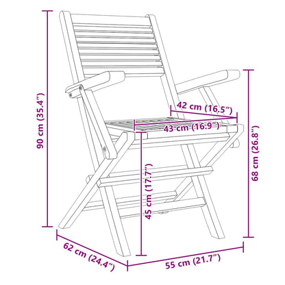 Folding Chairs 4 pcs 55x62x90 cm Solid Wood Teak