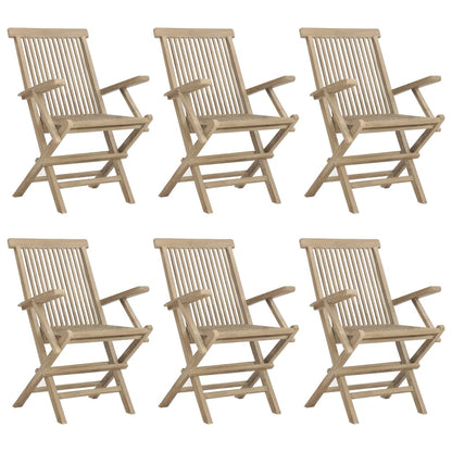 Folding Garden Chairs 6 pcs Grey 56x61x89 cm Solid Wood Teak