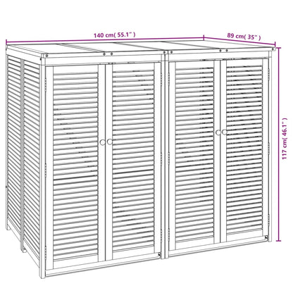 Double Garbage Bin Shed 140x89x117 cm Solid Wood Acacia