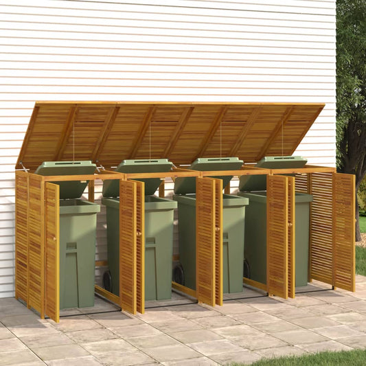 Quadruple Garbage Bin Shed 280x89x117 cm Solid Wood Acacia
