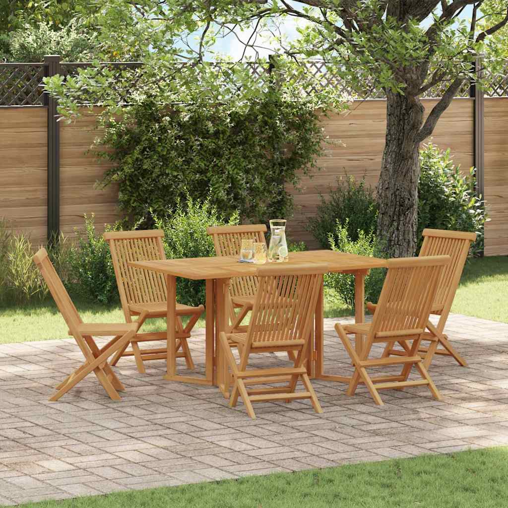 Garden Dining Set 7 pcs Brown Solid Teak Wood
