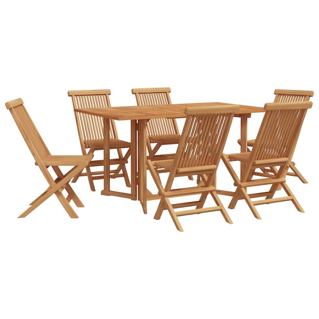 Garden Dining Set 7 pcs Brown Solid Teak Wood