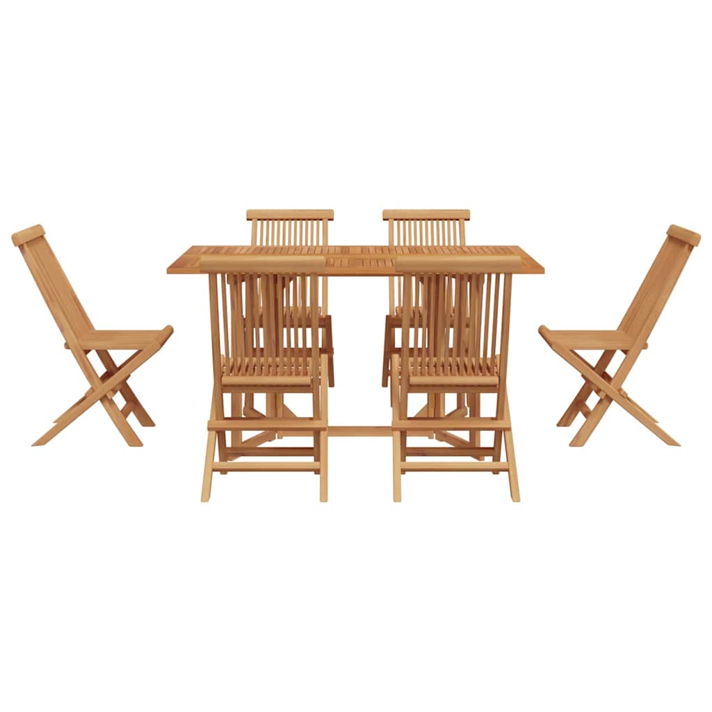 Garden Dining Set 7 pcs Brown Solid Teak Wood