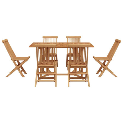 Garden Dining Set 7 pcs Brown Solid Teak Wood