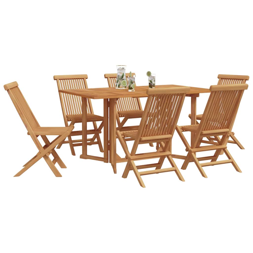 Garden Dining Set 7 pcs Brown Solid Teak Wood