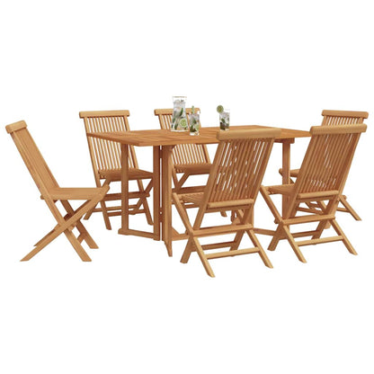 Garden Dining Set 7 pcs Brown Solid Teak Wood