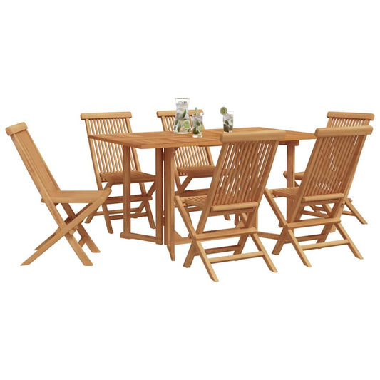 Garden Dining Set 7 pcs Brown Solid Teak Wood