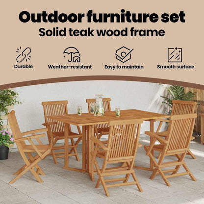 Garden Dining Set 7 pcs Brown Solid Teak Wood