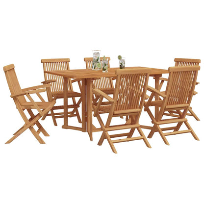 Garden Dining Set 7 pcs Brown Solid Teak Wood