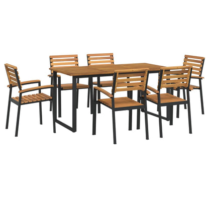7 Piece Garden Dining Set Solid Wood Acacia and Metal