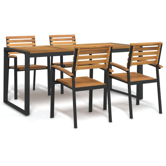 Garden Dining Set | Brown | Solid Acacia wood | 5 Piece Set | Durable