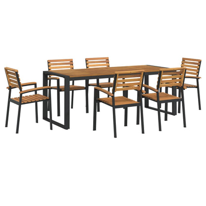 7 Piece Garden Dining Set Solid Wood Acacia and Metal