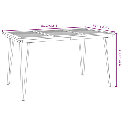 5 Piece Garden Dining Set Solid Wood Acacia and Metal