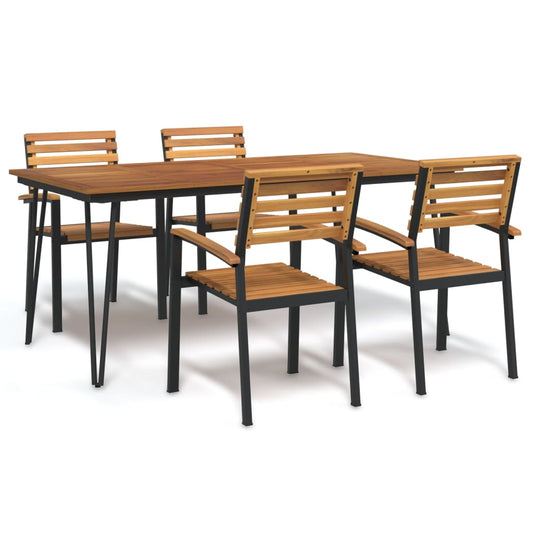 Garden Dining Set | Natural Wood and Black