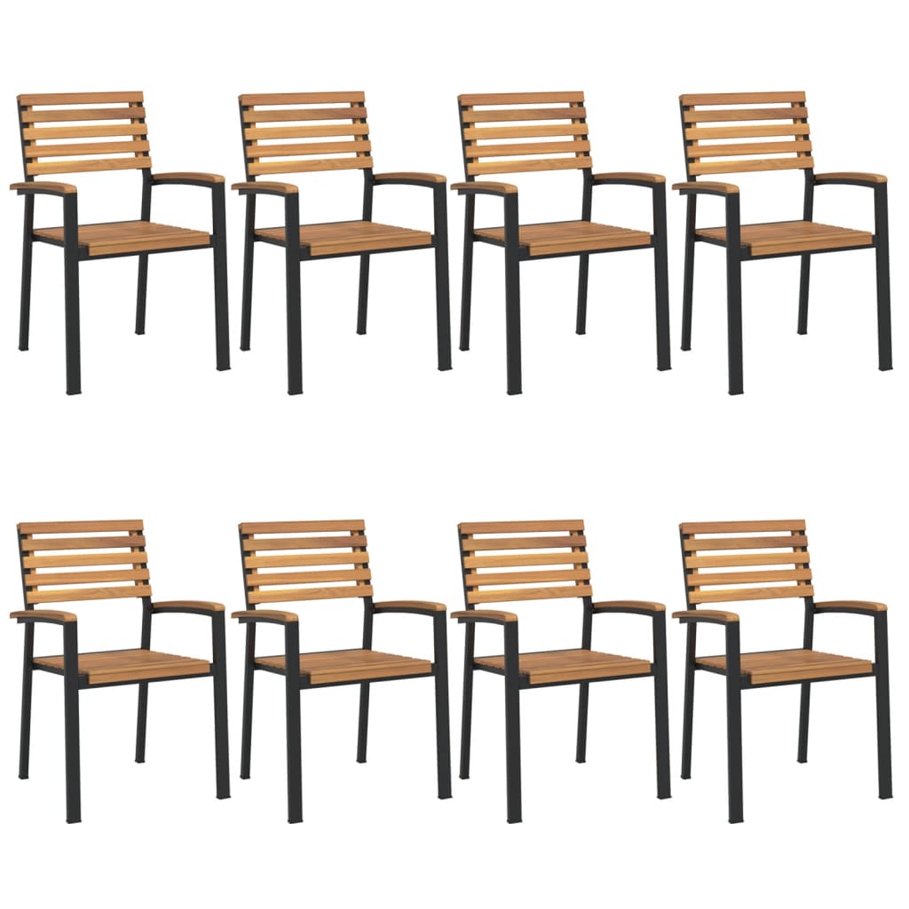 9 Piece Garden Dining Set Solid Wood Acacia and Metal