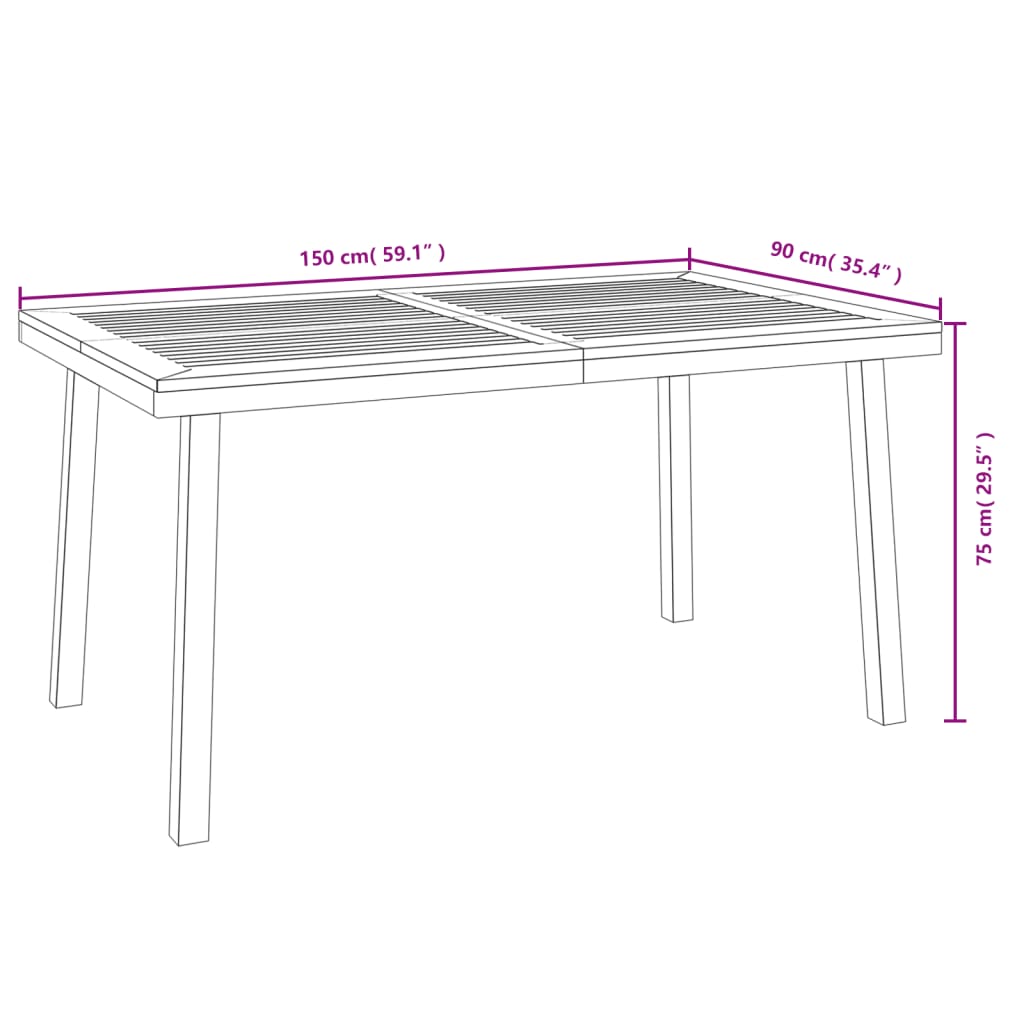 5 Piece Garden Dining Set Solid Wood Acacia and Metal