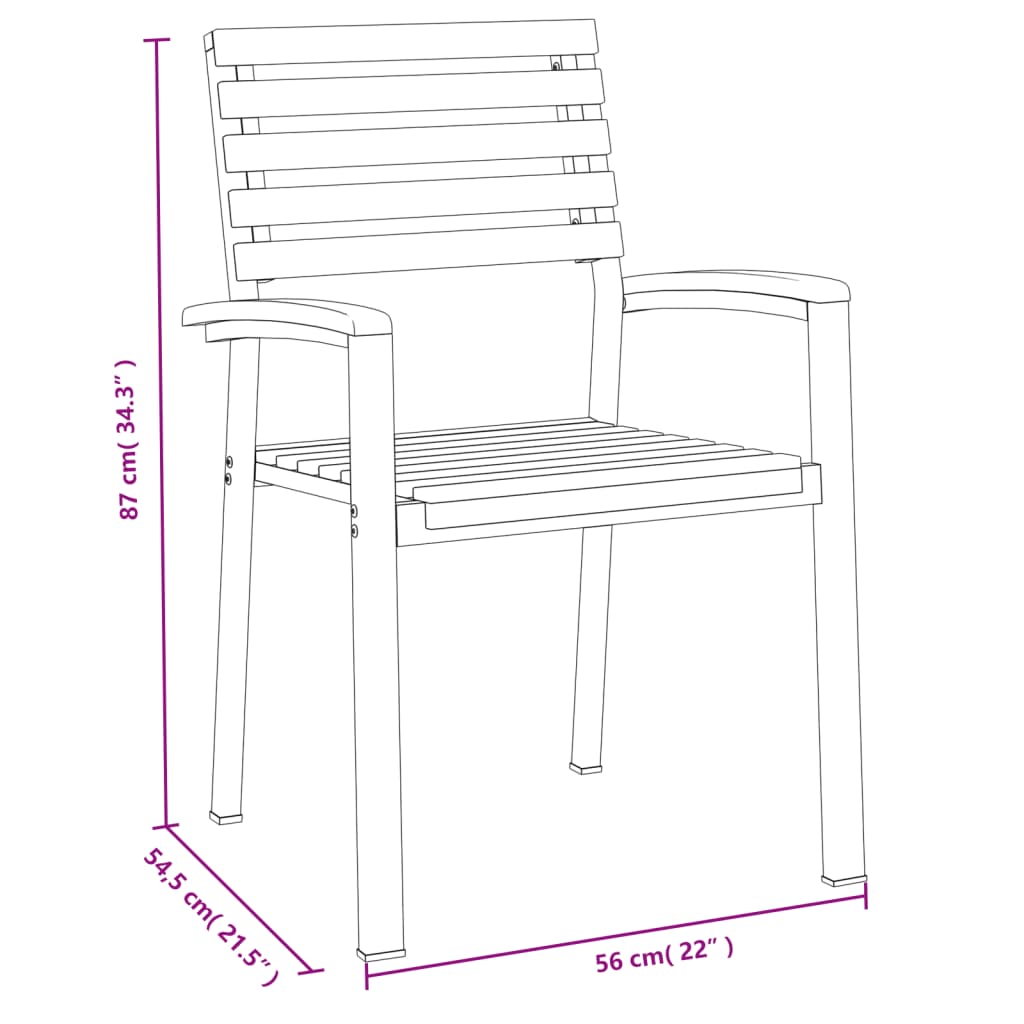 Stackable Garden Chair |  Set of 6 | Natural wood and black