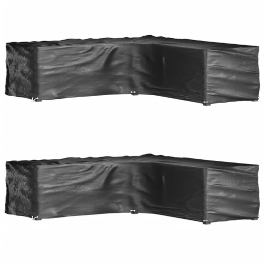 L-Shaped Garden Furniture Covers 2 pcs 16 Eyelets 250x250x70 cm