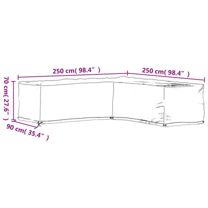 L-Shaped Garden Furniture Covers 2 pcs 16 Eyelets 250x250x70 cm