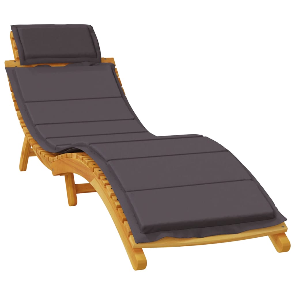 Sun Lounger | Set of 2 | Dark Grey | Solid acacia wood | Regular