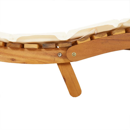 Sun Lounger | Set of 2 | Cream | Solid acacia wood | Adult Size
