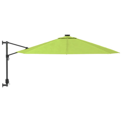 Wall-mounted Parasol with LEDs Apple Green 290cm