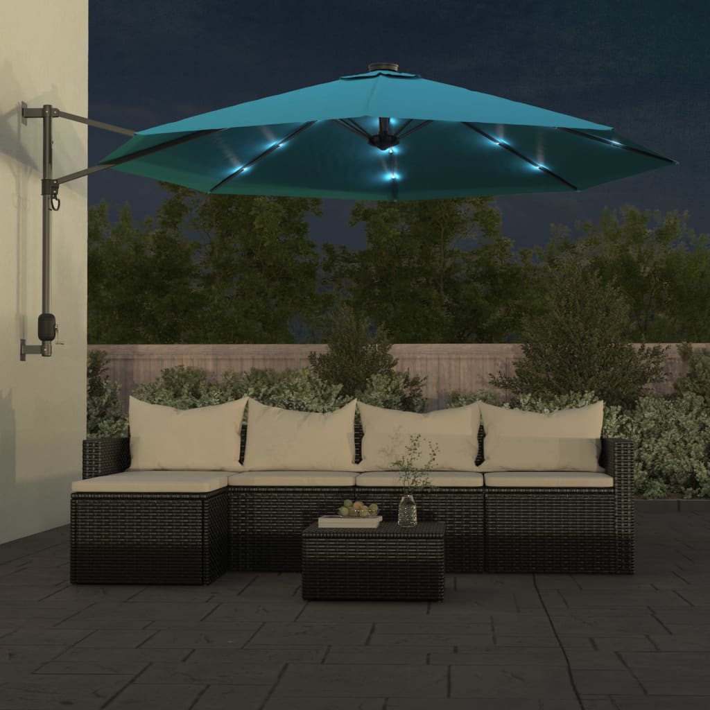 Garden Parasol | Sea blue | Polyester, Powder-Coated Aluminium | Large