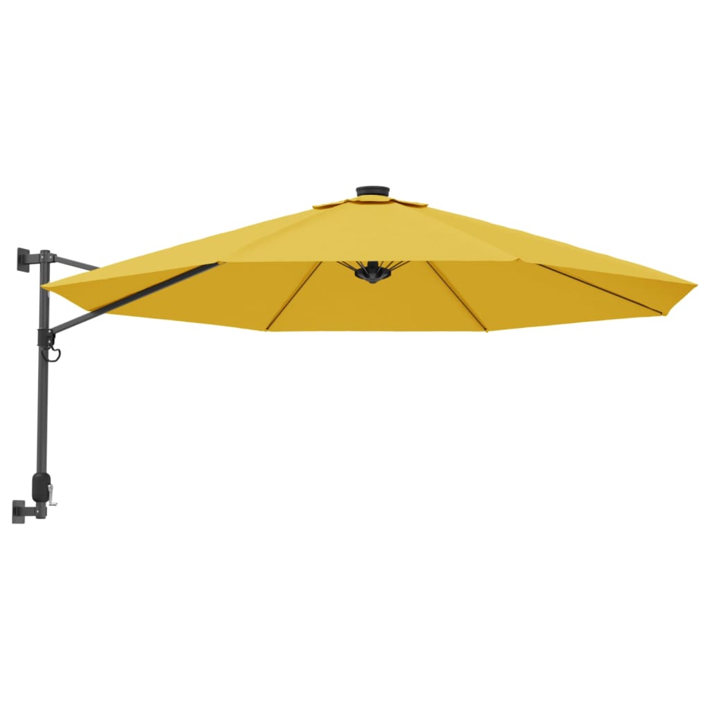Wall-mounted Parasol with LEDs Yellow 290cm
