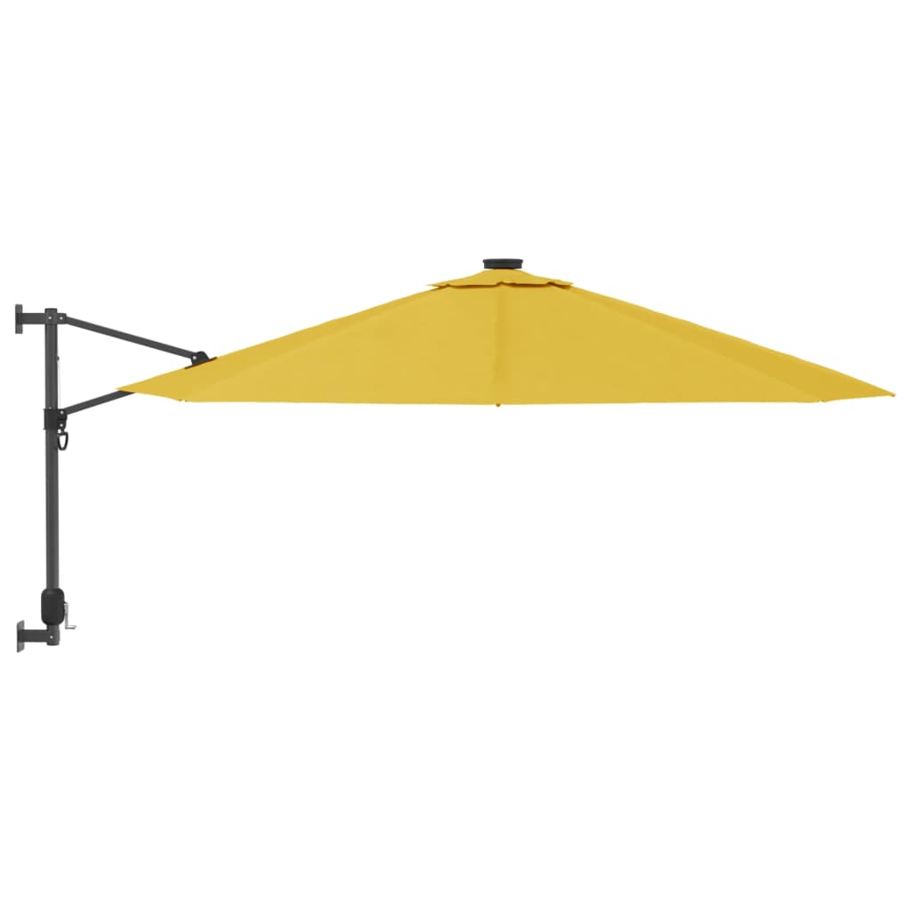 Wall-mounted Parasol with LEDs Yellow 290cm