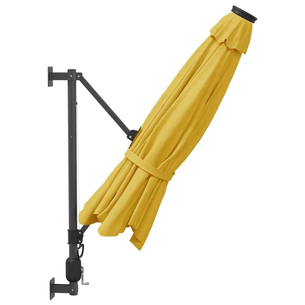 Wall-mounted Parasol with LEDs Yellow 290cm