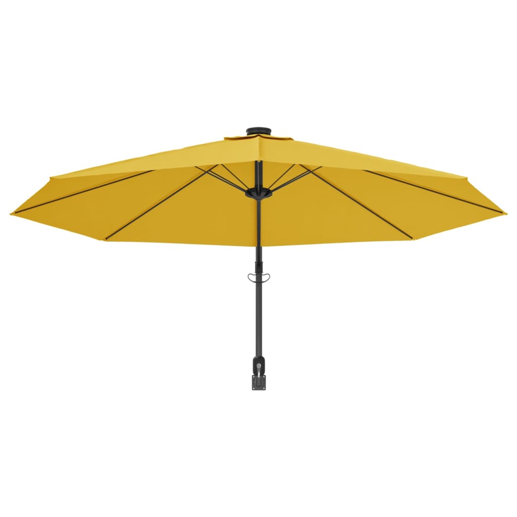 Wall-mounted Parasol with LEDs Yellow 290cm