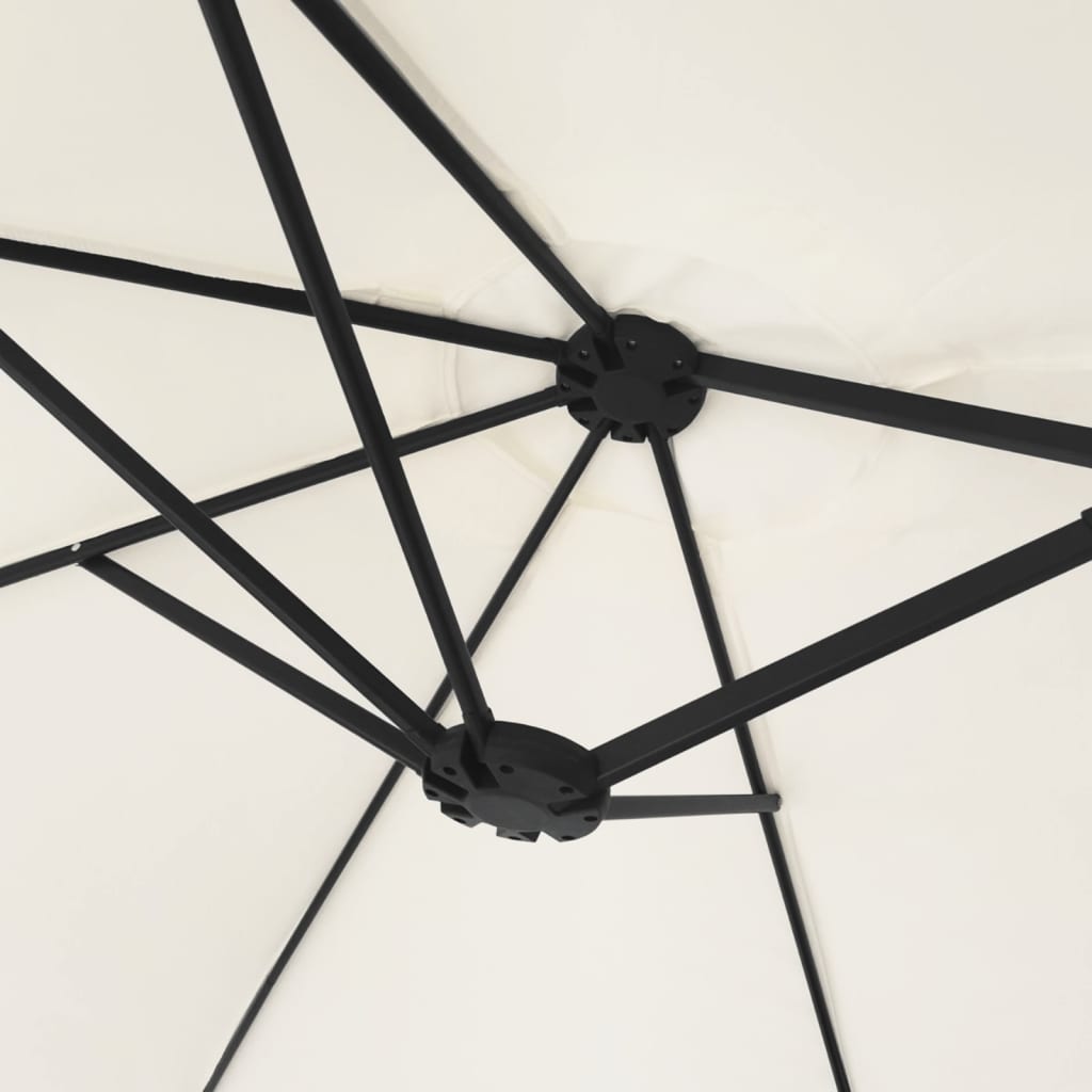 Garden Parasol | Sand white, Dark grey | Polyester, Powder-Coated Iron