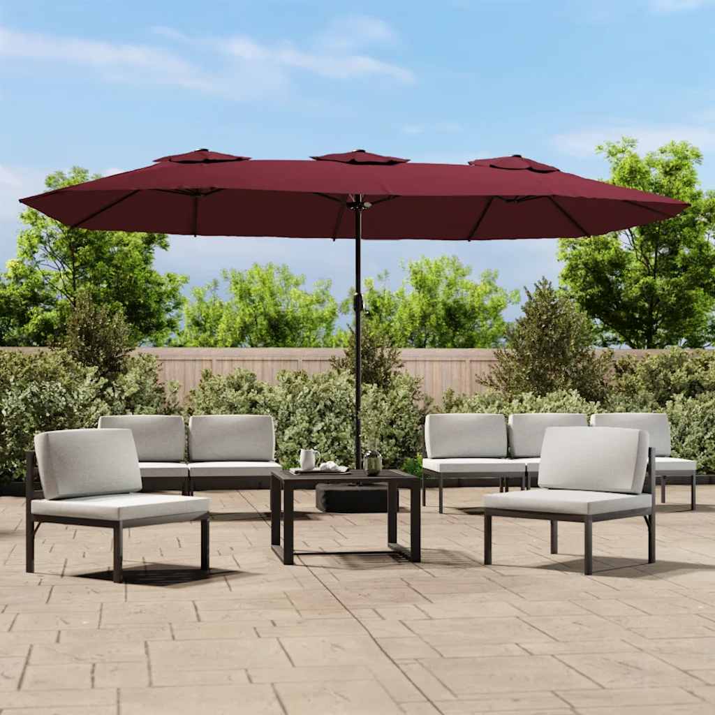 Double-Head Garden Parasol Bordeaux Red 449x265 cm