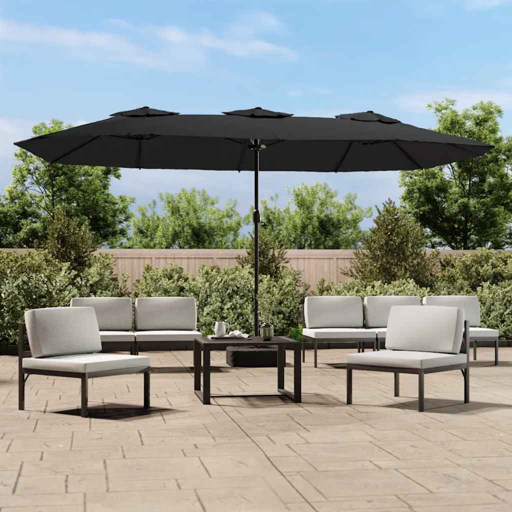 Double-Head Garden Parasol Black 449x265 cm