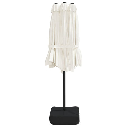 Double-Head Garden Parasol with LEDs Sand White 449x265 cm