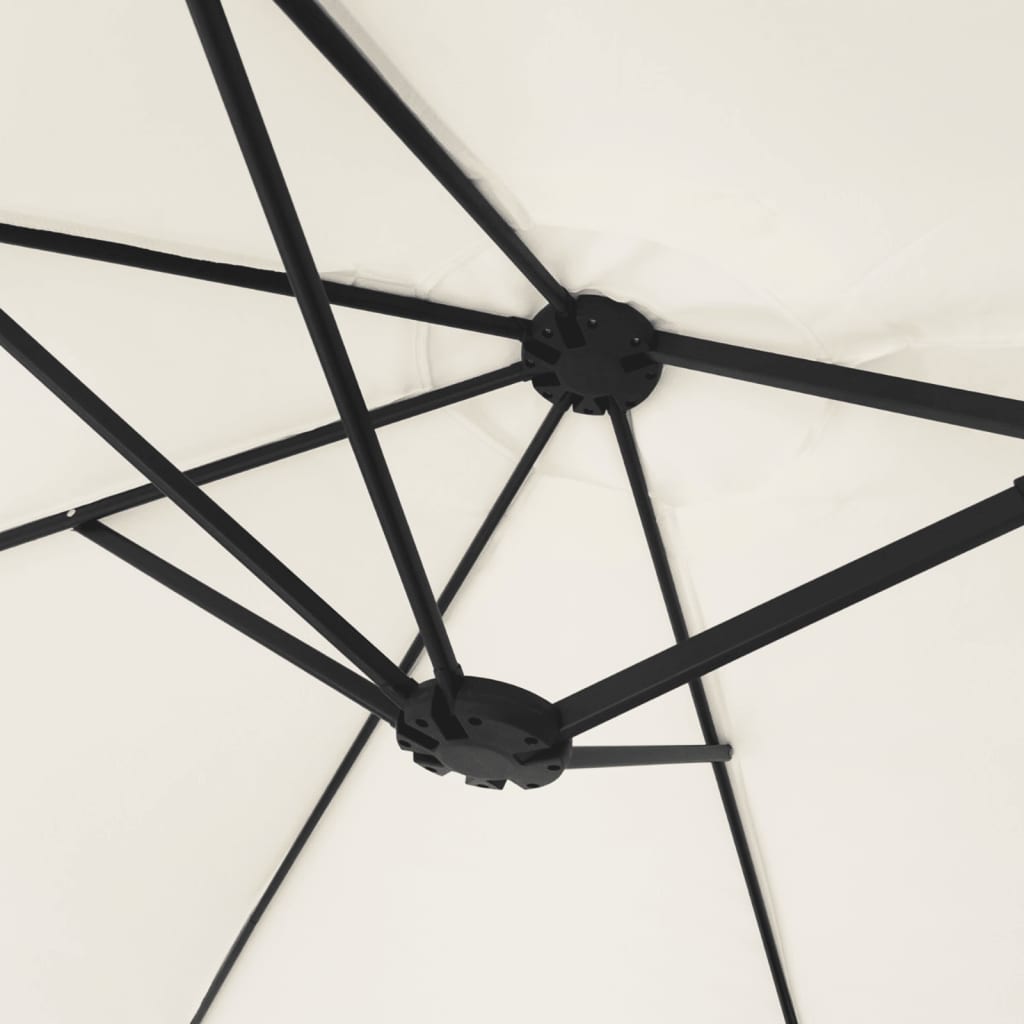 Double-Head Garden Parasol with LEDs Sand White 449x265 cm