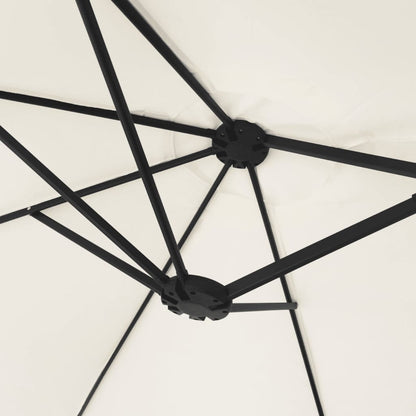 Double-Head Garden Parasol with LEDs Sand White 449x265 cm