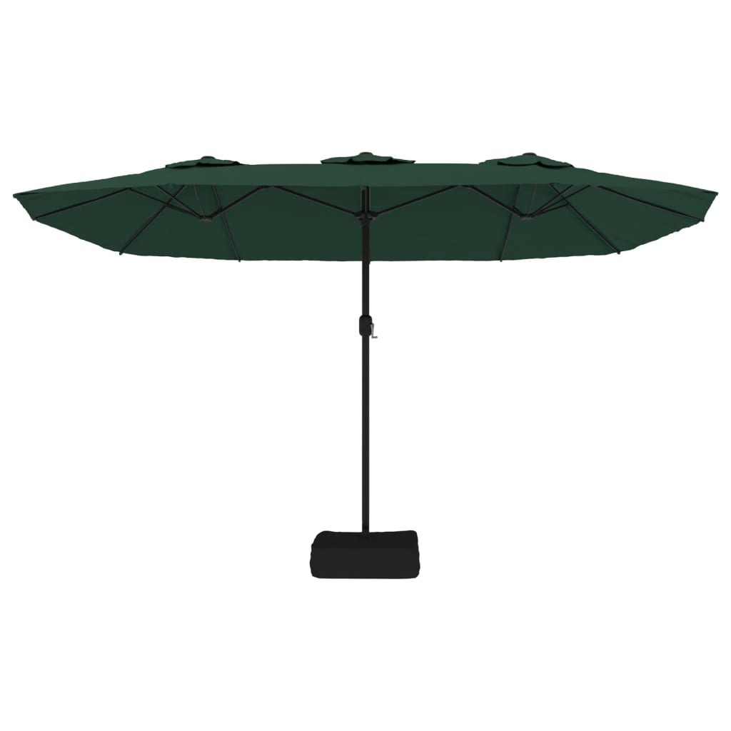 Double-Head Garden Parasol with LEDs Green 449x265 cm