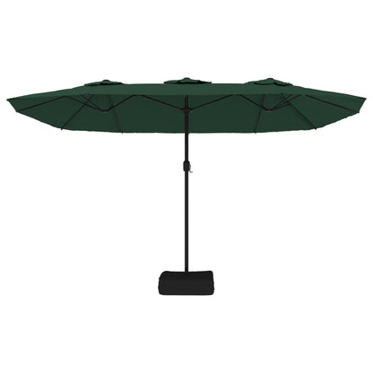Double-Head Garden Parasol with LEDs Green 449x265 cm