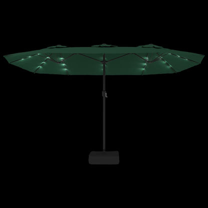 Double-Head Garden Parasol with LEDs Green 449x265 cm