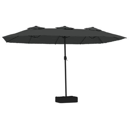 Double-Head Garden Parasol with LEDs Anthracite 449x265 cm