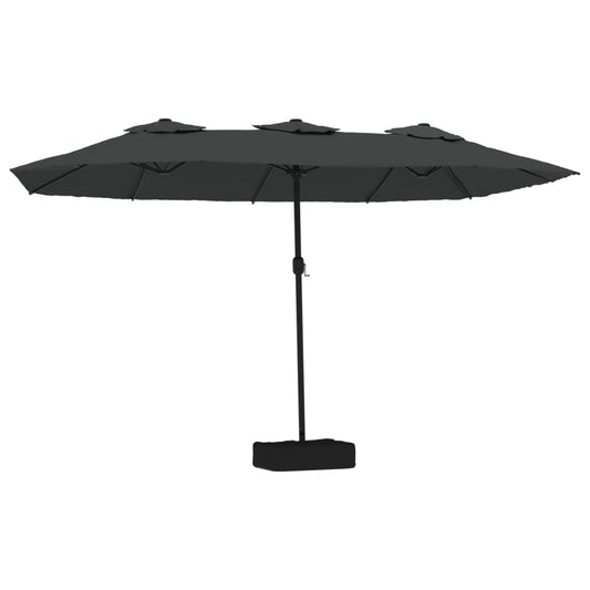 Double-Head Garden Parasol with LEDs Anthracite 449x265 cm