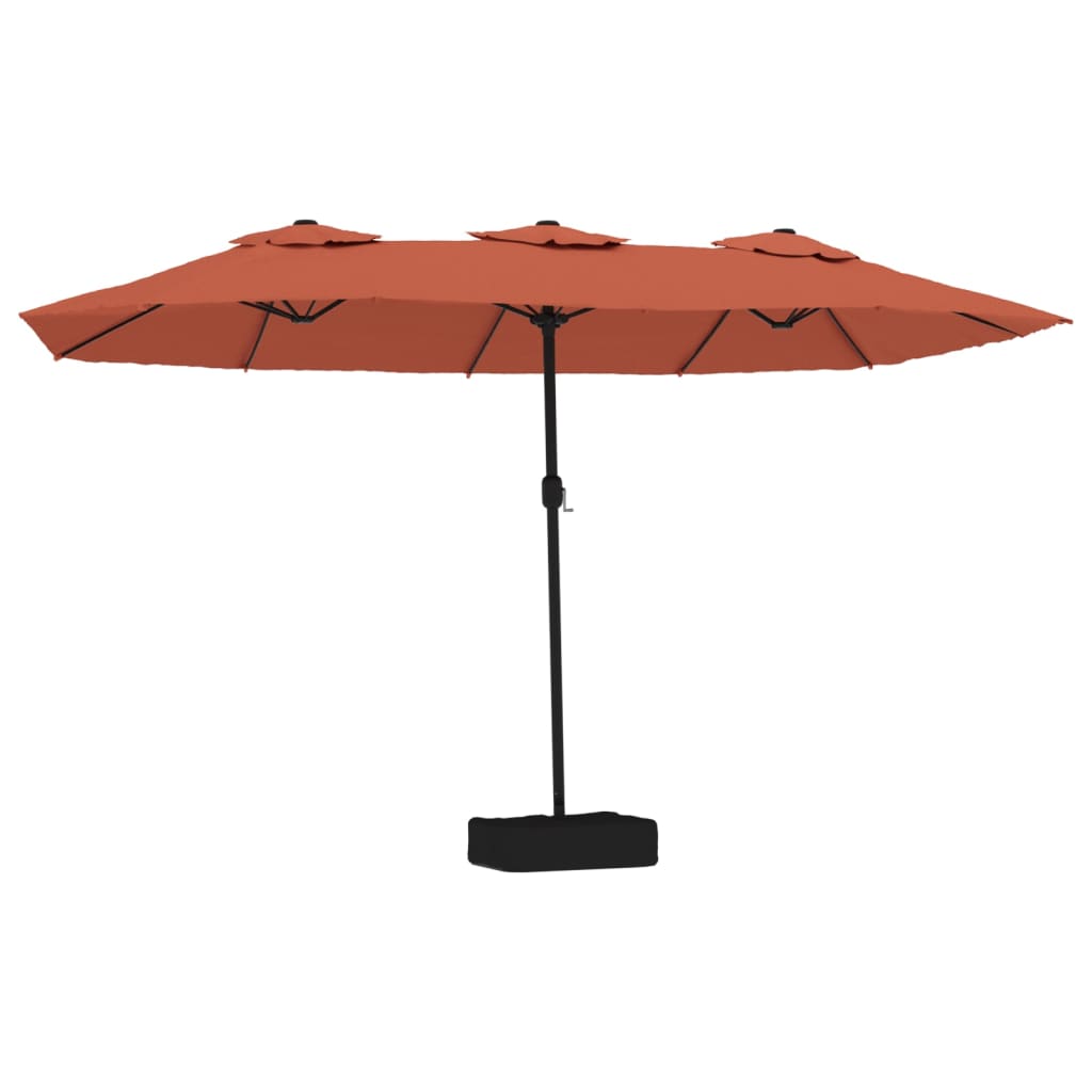 Double-Head Garden Parasol with LEDs Terracotta 449x265 cm