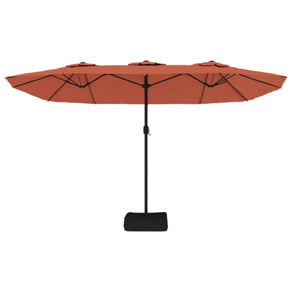 Double-Head Garden Parasol with LEDs Terracotta 449x265 cm